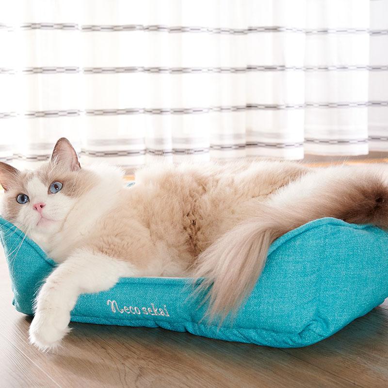 接触冷感キャットスクエアベッド