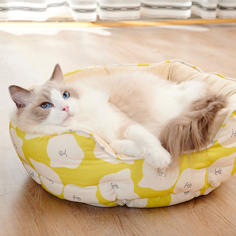 キャットラウンドベッド猫柄